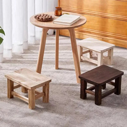Adult Solid Wood Stool for Daily Use Shoe Changing Step Stool for Kitchen Bathroom Living Room Wooden Household Furniture