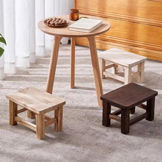 Adult Solid Wood Stool for Daily Use Shoe Changing Step Stool for Kitchen Bathroom Living Room Wooden Household Furniture