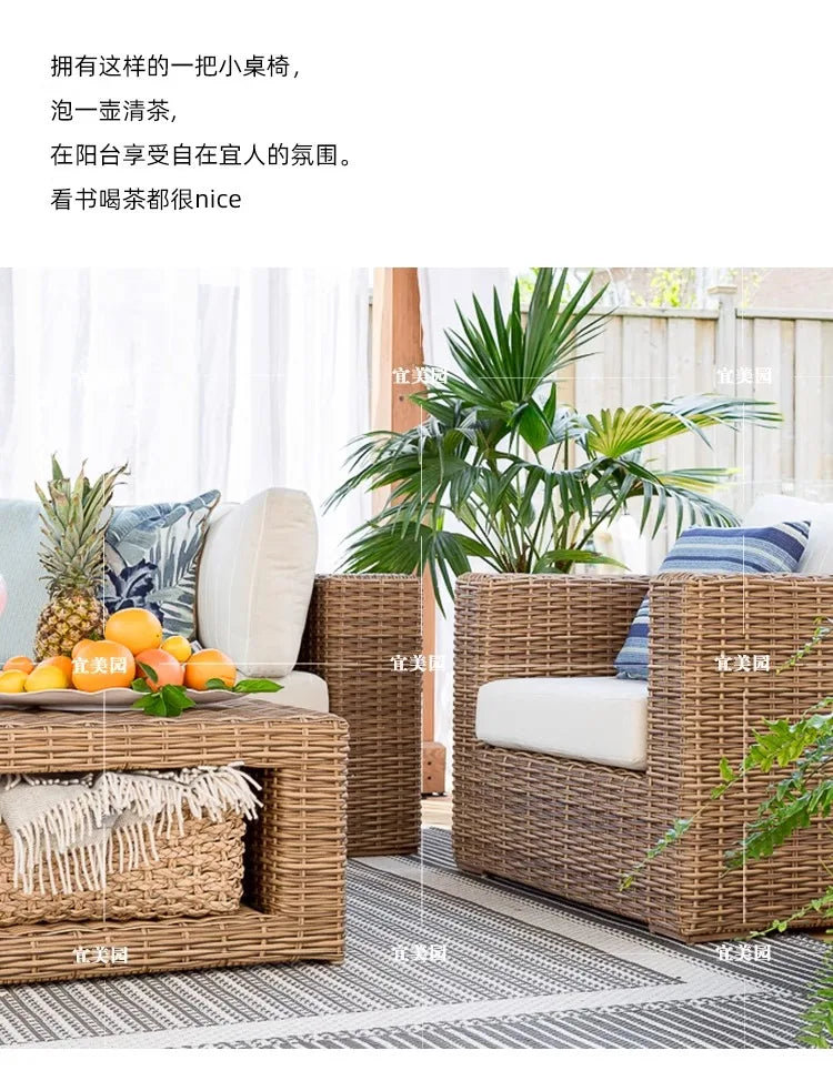 Outdoor rattan sofa courtyard outdoor terrace combination garden balcony outdoor hotel coffee table waterproof furniture