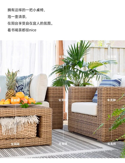 Outdoor rattan sofa courtyard outdoor terrace combination garden balcony outdoor hotel coffee table waterproof furniture