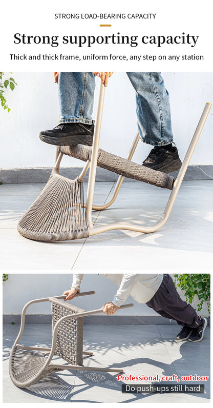 Aluminum Frame Outdoor Chairs Set of 2 PE Rope Patio Chair All Weather Bistro Chair Garden Chair for Hotel Restaurant Backyard