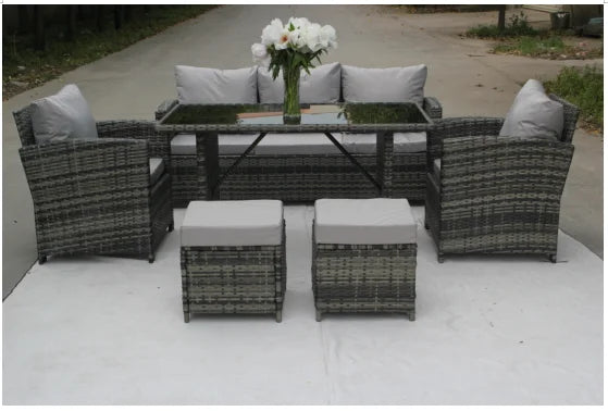 6 Pieces Modern Wicker Rattan Outdoor Patio Furniture Sets Garden Sofa Garden Sets