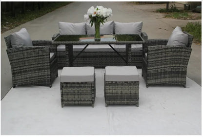 6 Pieces Modern Wicker Rattan Outdoor Patio Furniture Sets Garden Sofa Garden Sets