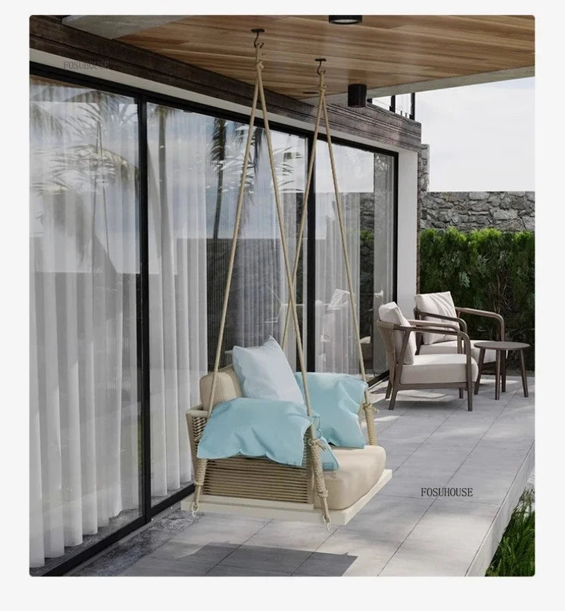 Nordic Patio Swings Indoor Balcony Hanging Basket Chair Home Single Double Rope Hanging Basket Hanging Chairs Outdoor Furniture