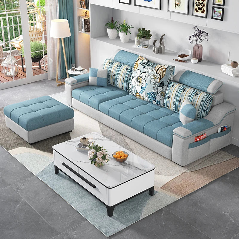 Modern minimalist Nordic fabric sofa with recliner family small apartment hotel living room bedroom