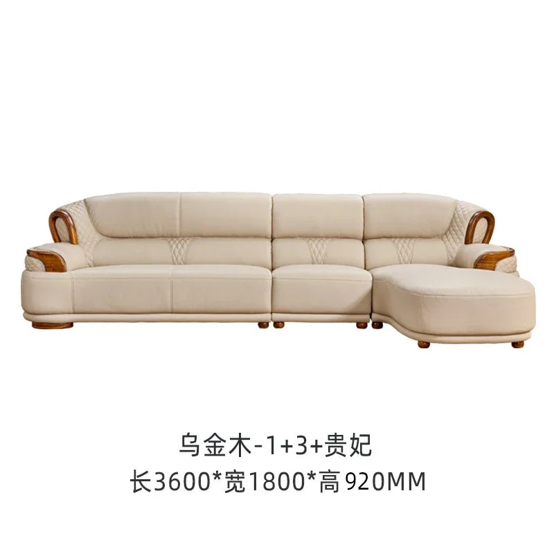 Designer Family Living Room Sofa Genuine Leather Sectional Floor Living Room Sofa Wood Minimalist Muebles Postmodern Furniture