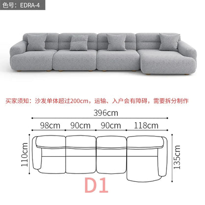 B456 Minimalist new fan-shaped large flat-layer curved sofa customized left and right concubine lamb wool large apartment