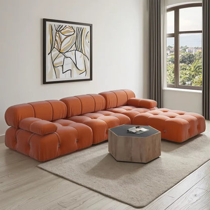 Italian Luxury Compressed Packed Sofa Modern Tufted Sectional Floor Couch Fabric Living Room Home Modular Sofa Set