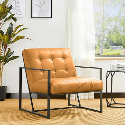 Mid Century Modern Accent Chair, Modern Living Room Chairs with Durable Metal Frame,PU Leather Cushioned, Reading, Customized