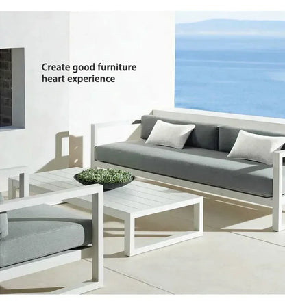 Outdoor Aluminum Alloy Sofa Four Piece Set, Terrace Garden Bar Waterproof Sofa Furniture Set