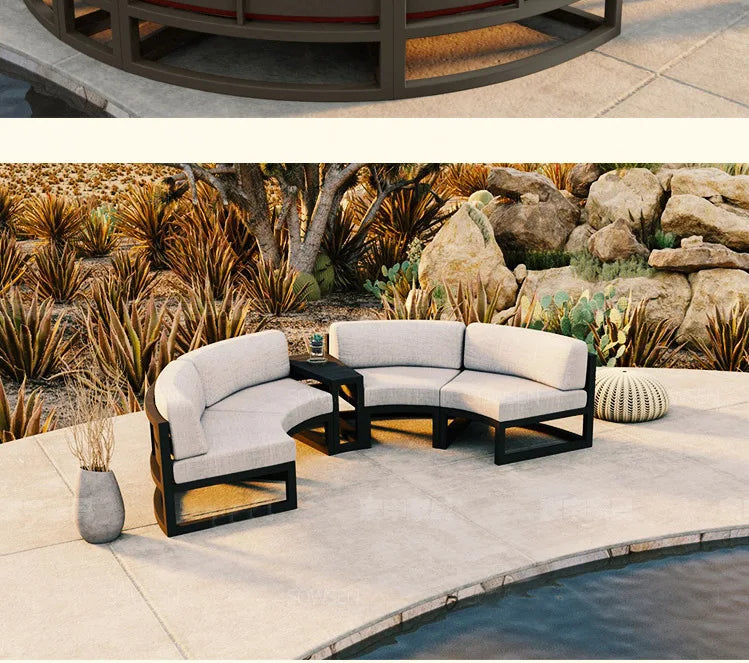 Outdoor sofa courtyard villa garden outdoor arc leisure combination aluminum alloy waterproof sunscreen rattan sofa