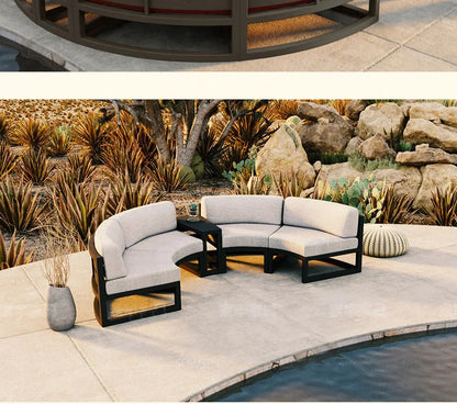 Outdoor sofa courtyard villa garden outdoor arc leisure combination aluminum alloy waterproof sunscreen rattan sofa