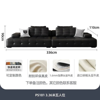 Italian minimalist first-layer cowhide sofa villa living room large apartment high-end all-leather Lawrence sofa