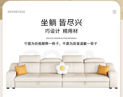 custom. [Official Genuine] Yisheng Scratch Leather Sofa Bed Dual-use Foldable Multifunctional Small Apartment Livin