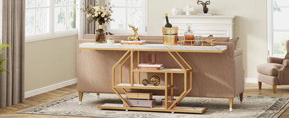 Tribesigns Console Table, Modern Gold Sofa Table Behind Couch with Storage, 4 Tier Entryway Accent Table