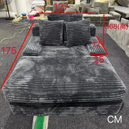 Vacuum Compressed White Plush Cloud Sofa Foldable Oversized Couch Soft Living Room Furniture Space-Saving Leisure Seat
