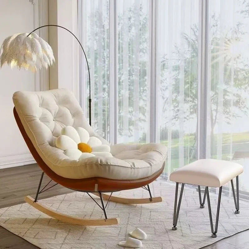 Honeycomb Recliner Rocking Chair Adjustable Backrest Foldable Comfortable Lazy Lounge Chair Bed Balcony Living Room Furniture