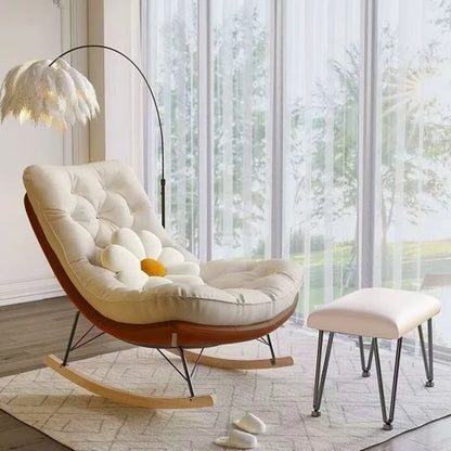 Honeycomb Recliner Rocking Chair Adjustable Backrest Foldable Comfortable Lazy Lounge Chair Bed Balcony Living Room Furniture