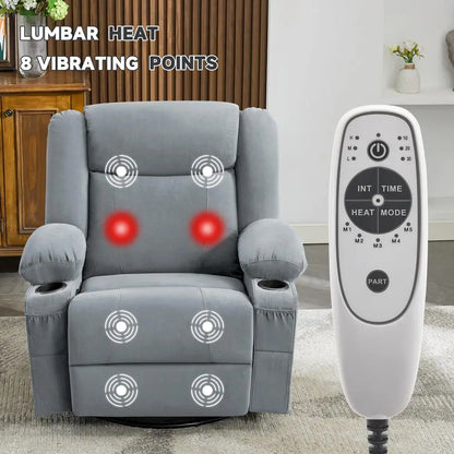 Rocker Recliner Chair with Heat and 8Point Massage, Extra Wide Manual Lounge Sofa for Adults, Overstuffed Living Room Chair wit