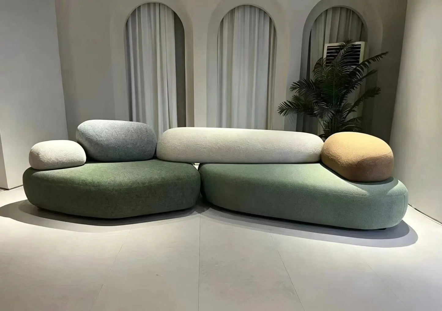 Italian minimalist pebble art sofa villa large flat living room special-shaped module fabric sofa Internet celebrity