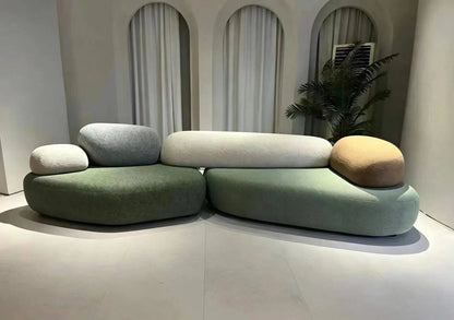 Italian minimalist pebble art sofa villa large flat living room special-shaped module fabric sofa Internet celebrity