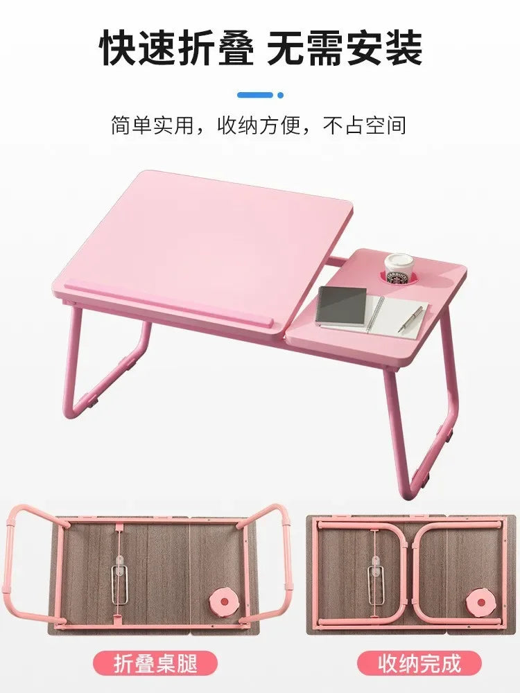 Laptop Desk On The Bed 5 gear Lifting Adjustable Laptop Table with Cup Holder Simple Computer Desk For Working Reading