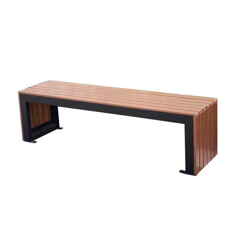 Meubles urbains modernes banc de jardin banc en acier inoxydable sièges de parc jardin en bois Patio extérieur bancs en acier inoxydable