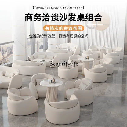 lLight luxury business negotiation sofa table and chair combination hotel lobby reception leather sofa