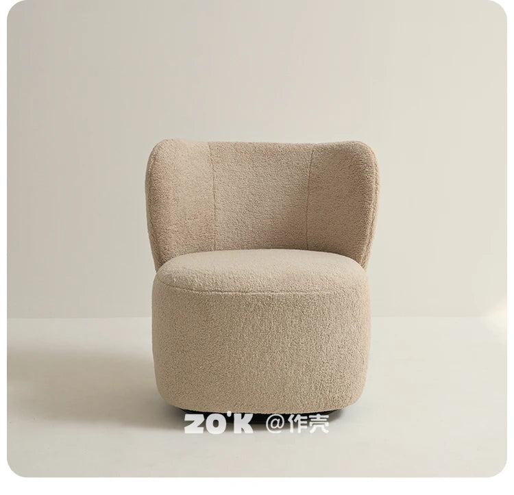 | Nordic living room single sofa chair retro study simple leisure chair rotatable