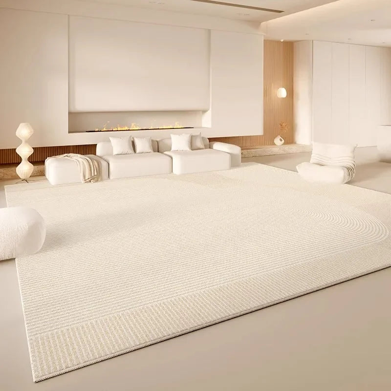 VIKAMA Minimalist Cream White Area Rug, Non-Slip Soft Living Room Carpet, Wabi-Sabi Style Floor Mat for Bedroom & Home Decor