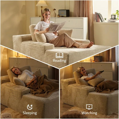 Vacuum compression sofa tofu block retro corduroy fabric pure sponge skeleton-free living room compression sofa