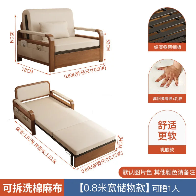 Light luxury home living room balcony folding sofa bed, single double multi functional telescopic bed