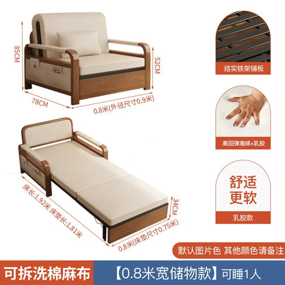 Light luxury home living room balcony folding sofa bed, single double multi functional telescopic bed