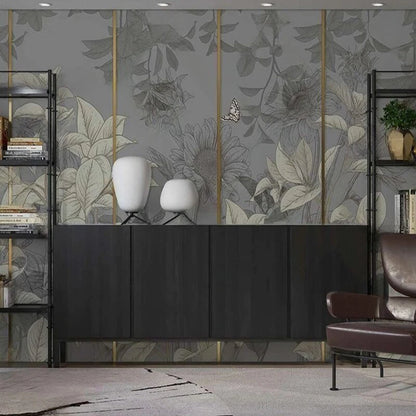 MU8963 Nordic ins hand-painted retro plant European country style interior background wall wallpaper