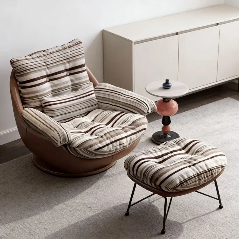 High-end nest chair, antique sofa chair, living room balcony household light luxury fabric single rotating leisure chair