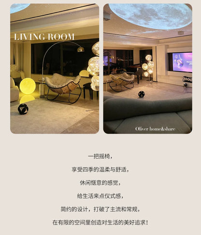 Metal Rocking Chair Adult Reclining Chair Balcon Home Single Leisure Chairs Living Room Red Sofa Chair Lazy Recliner