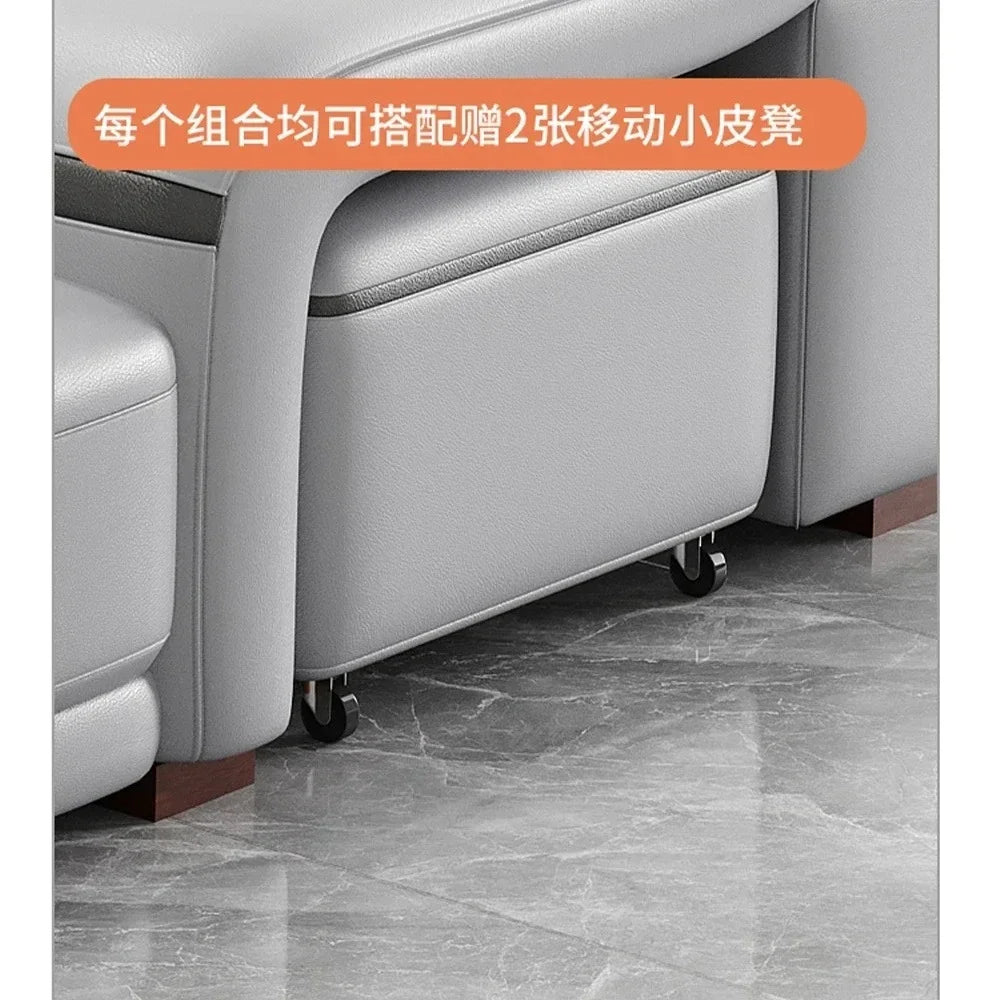 MINGDIBAO Genuine Leather Living Room Sofa Set Power Reclining Couch Electric Recliners with Stool Seating Room, Sofa Reclinable