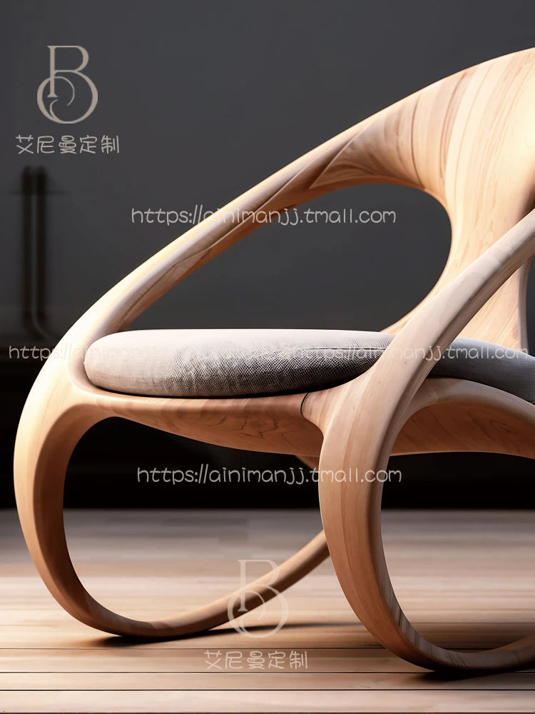 Creative rocking chair medieval solid wood balcony rocking chair, home leisure, medieval furniture