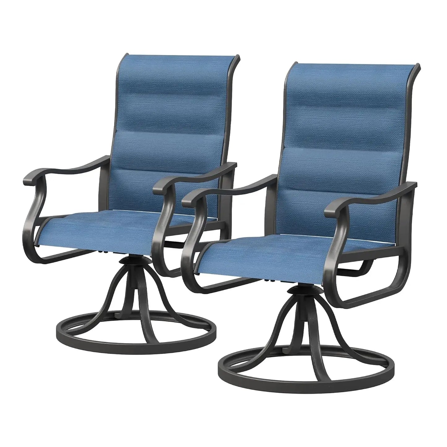Patio Swivel Chairs Set of 2, Outdoor Dining Chairs High Back with Padded All Weather Breathable Textilene, Customized