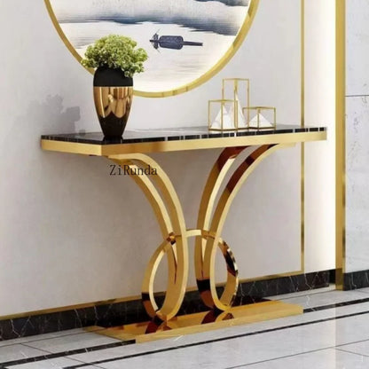 Narrow Gold Art Console Table Simple European Living Room Luxury Gold Corridor Console Table