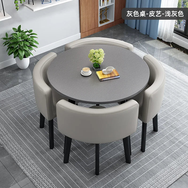 home dining table, Modern simple dining table, apartment rental room, leisure negotiation, reception table and chair combination