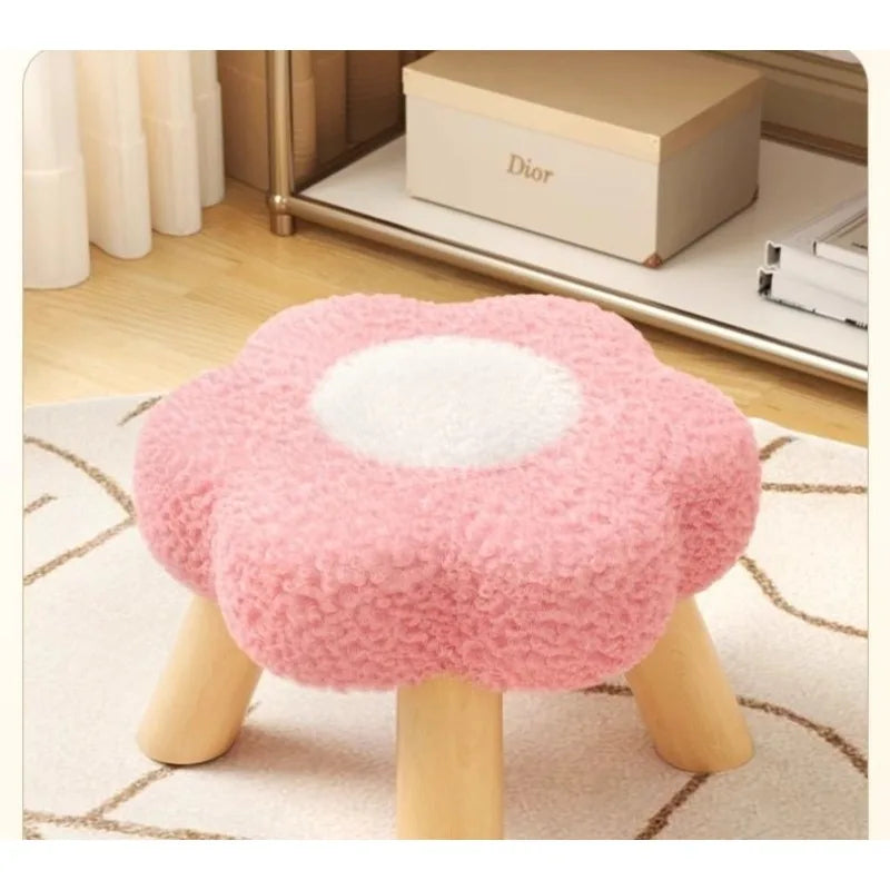Small stool, household low stool, sofa stool, soft bag stool, living room coffee table stool, solid wood children's stool