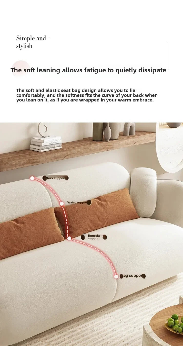 White Technology Cloth Sofa Set Modern King Size Foam Sponge Tatami Couch Large Reading Design Soft Big Bank Bedroom Furniture