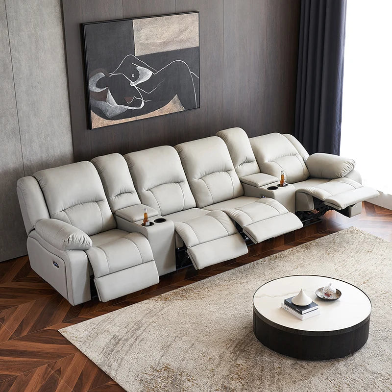 Leather sofa home theater electric sofa combination private audio and video room sofa recliner