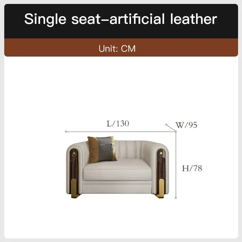 Luxury classic leather sofa set for living room and bedroom, perfect for reception and relaxation in Nordic style