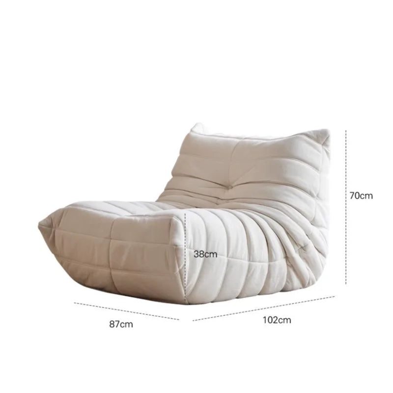 Caterpillar Sofa Togo Balcony Leisure Single Chair Fabric Down Can Lie Down And Sleep Cream Lying Lazy Sofa