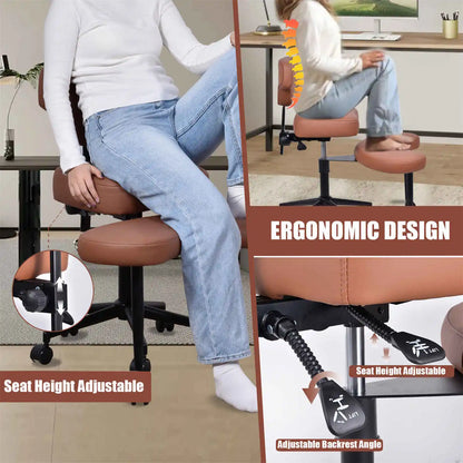 Cross Leg Chair - Meditation Chair with Wheels, ADHD Chair, Height Adjustable Seat, Adjustable Footstool