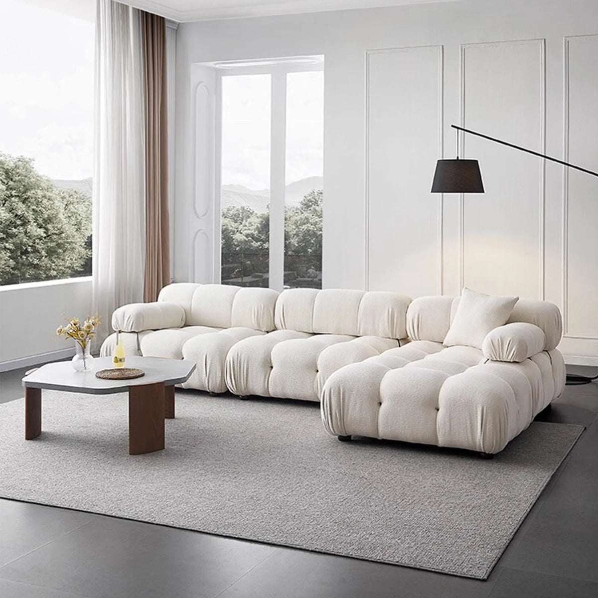 Italian Luxury Modular Sofa Vacuum Compressed Tufted Lazy Sofa Bread Design for Living Room