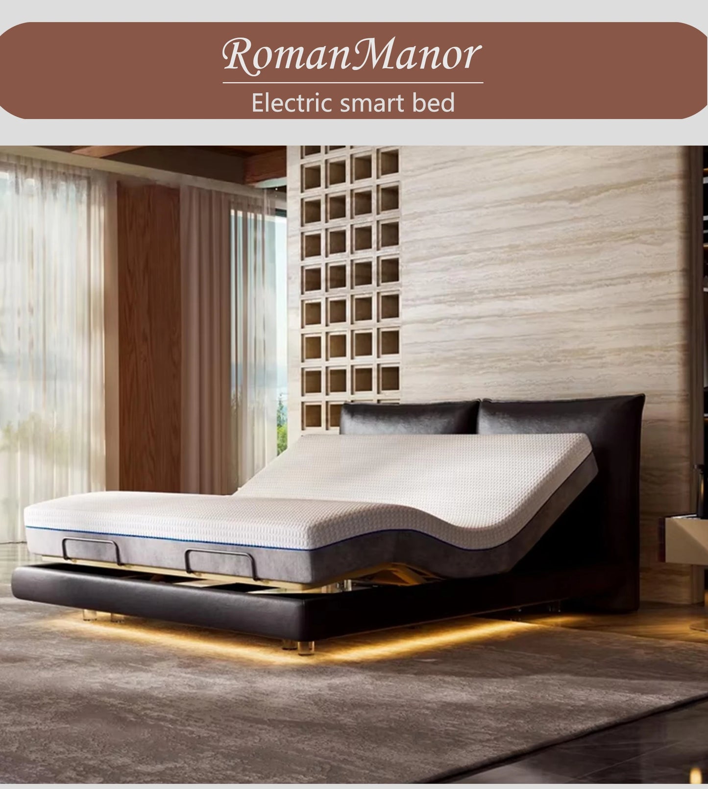 Luxury Adjustable Home Double Bed Separable king Size Soft Bed Wireless Remote Control with Light Smart Bed