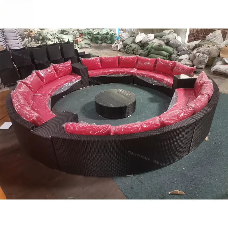 Terrace Semicircular C Modular Lounge Set Aluminum Outdoor Furniture Modern Luxury Garden Combination Rattan Sofa Set